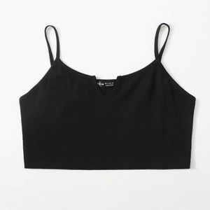 Black crop top with middle cut
